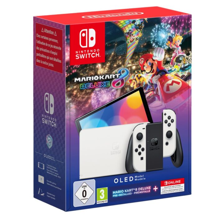 Nintendo Switch Console Oled Wit + Mario Kart + 12M Online NIEUW